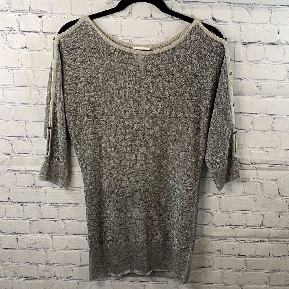 🌟 Caché Tunic Top - Size Small - Gold Metallic Shimmer - Lightweight